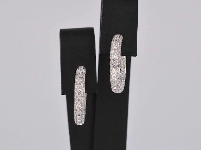 Witgouden oorbellen briljant diamant - afbeelding 4 van  9