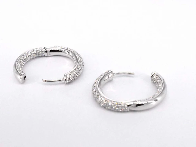Witgouden oorbellen briljant diamant - afbeelding 8 van  9