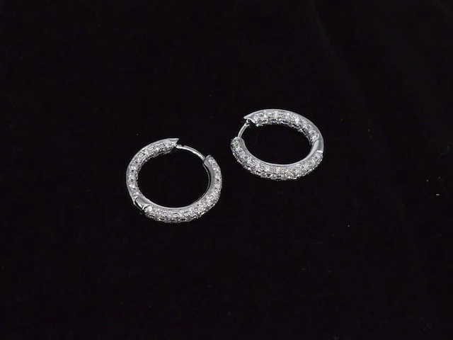 Witgouden oorbellen briljant diamant - afbeelding 2 van  9