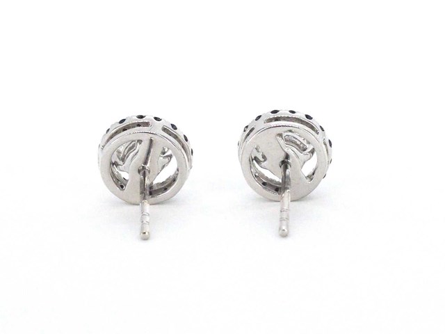 Witgouden oorbellen diamant 1.00 carat met zwarte diamanten - afbeelding 6 van  8