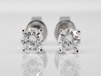Witgouden oorbellen diamant 1.00 ct - afbeelding 1 van  5