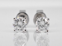 Witgouden oorbellen diamant 1.00 ct - afbeelding 1 van  5