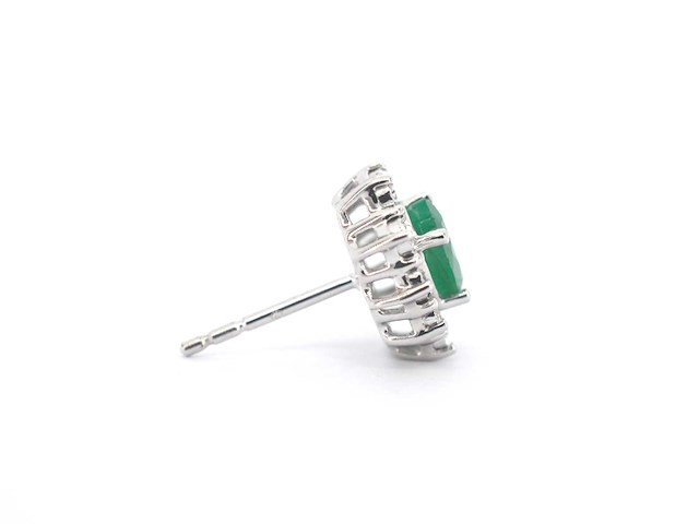 Witgouden oorbellen diamant smaragd - afbeelding 2 van  11