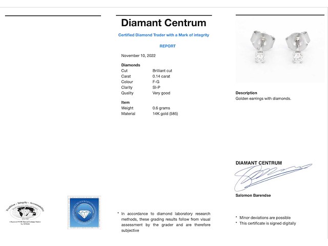 Witgouden oorbellen diamant - afbeelding 3 van  5
