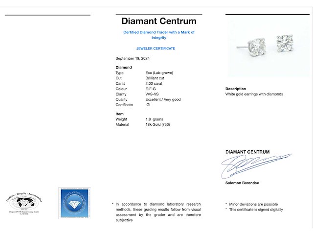 Witgouden oorbellen diamanten 2.00 carat - afbeelding 3 van  9