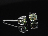 Witgouden oorbellen groene diamant 0.50 carat - afbeelding 1 van  9