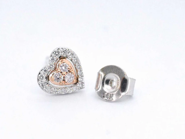 Witgouden oorbellen hart diamant roze wit - afbeelding 9 van  9