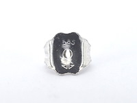 Witgouden oorbellen met 0.18 carat natuurlijke diamanten en parelmoer edele bloem - afbeelding 5 van  8