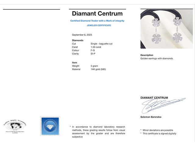 Witgouden oorbellen met 1.50 carat diamanten - afbeelding 3 van  6