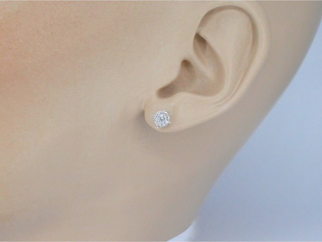 Witgouden oorbellen met briljant geslepen natuurlijke diamanten - afbeelding 5 van  11