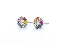 Witgouden oorbellen met diamant en saffieren - afbeelding 4 van  10