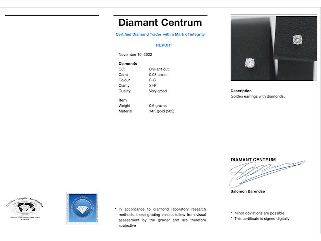 Witgouden oorbellen met diamant - afbeelding 4 van  10