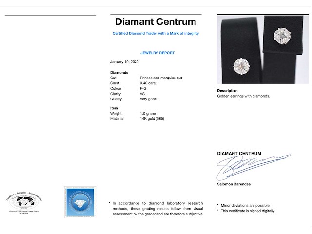 Witgouden oorbellen met diamant - afbeelding 4 van  10