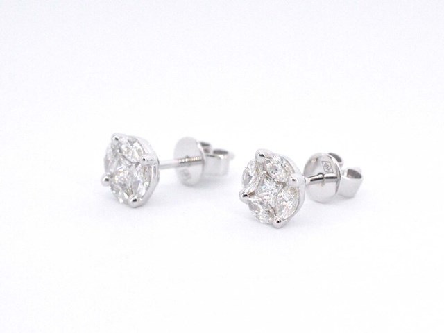 Witgouden oorbellen met diamant - afbeelding 6 van  8