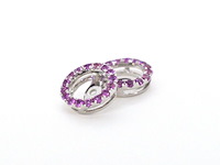 Witgouden oorbellen met diamanten en roze saffieren - afbeelding 7 van  9