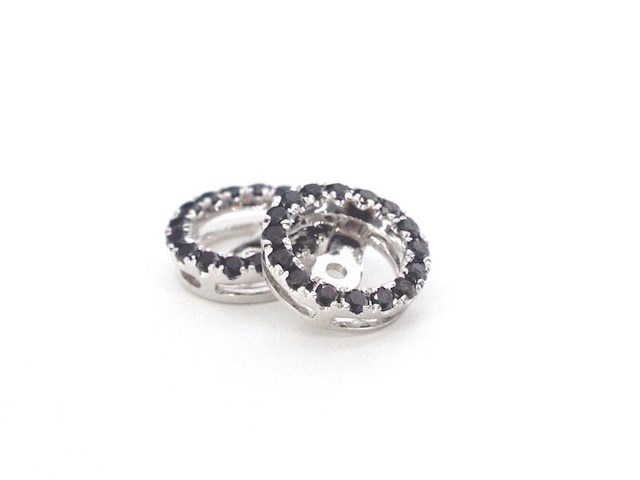 Witgouden oorbellen met diamanten en zwarte diamanten - afbeelding 7 van  9