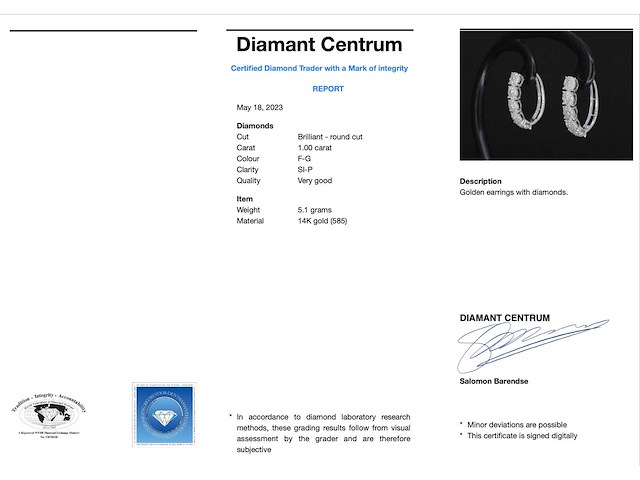 Witgouden oorbellen met diamanten - afbeelding 3 van  7