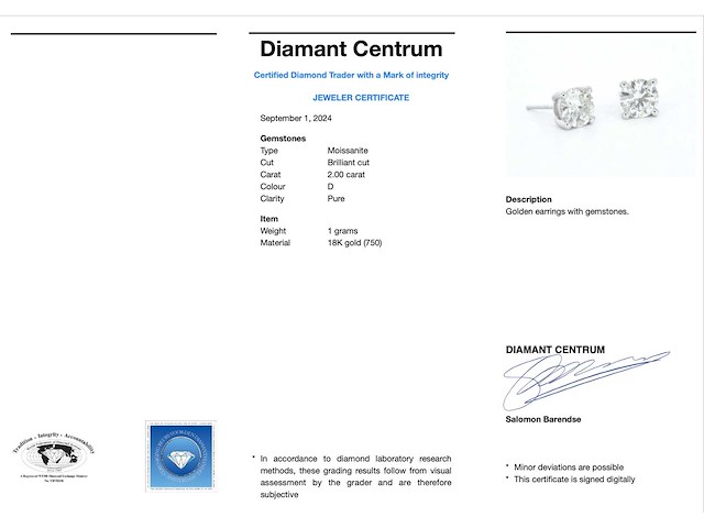 Witgouden oorbellen met echte briljanten van 2.00 carat - afbeelding 3 van  9