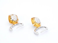 Witgouden oorbellen met een natuurlijke citrien en diamant - afbeelding 6 van  9