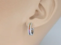 Witgouden oorbellen met multi colour saffieren en diamanten - afbeelding 2 van  7