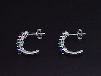 Witgouden oorbellen met multicolour edelstenen en diamant - afbeelding 6 van  8