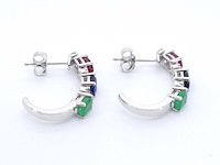 Witgouden oorbellen met multicolour edelstenen en diamant - afbeelding 5 van  8