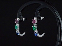 Witgouden oorbellen met multicolour edelstenen en diamant - afbeelding 1 van  9