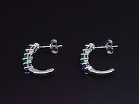 Witgouden oorbellen met multicolour edelstenen en diamant - afbeelding 5 van  9