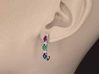 Witgouden oorbellen met multicolour edelstenen en diamant - afbeelding 2 van  8