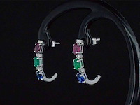 Witgouden oorbellen met multicolour edelstenen en diamant - afbeelding 1 van  9