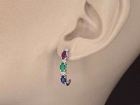 Witgouden oorbellen met multicolour edelstenen en diamant - afbeelding 2 van  9