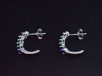 Witgouden oorbellen met multicolour edelstenen en diamant - afbeelding 5 van  9