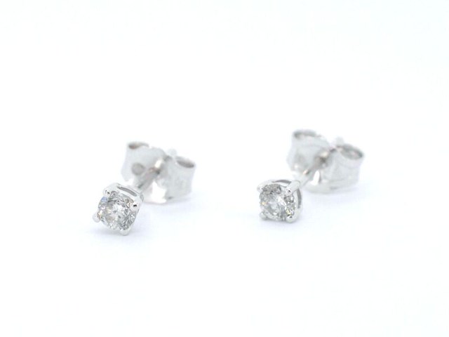 Witgouden oorbellen met natuurlijke diamant - afbeelding 6 van  9
