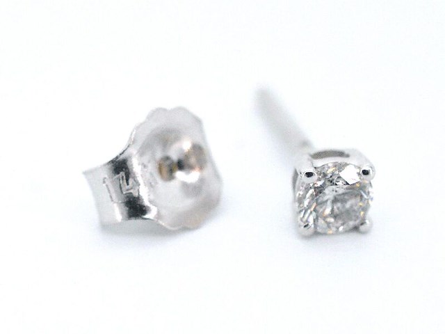 Witgouden oorbellen met natuurlijke diamant - afbeelding 7 van  9