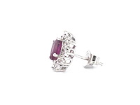 Witgouden oorbellen met natuurlijke diamanten en robijnen - afbeelding 6 van  10