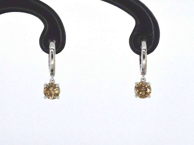 Witgouden oorbellen met natuurlijke diamanten - afbeelding 1 van  10