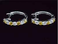 Witgouden oorbellen met oranje saffieren en diamanten - afbeelding 6 van  7