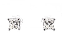 Witgouden oorbellen met princess geslepen diamanten 1.50 carat - afbeelding 1 van  5