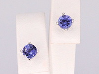 Witgouden oorbellen met tanzaniet - afbeelding 1 van  9