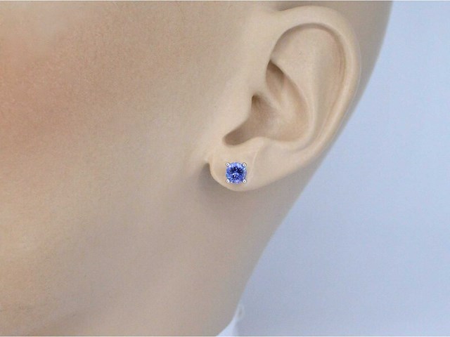 Witgouden oorbellen met tanzaniet - afbeelding 3 van  10
