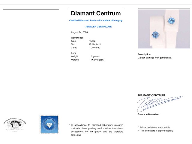 Witgouden oorbellen met topaas - afbeelding 1 van  9