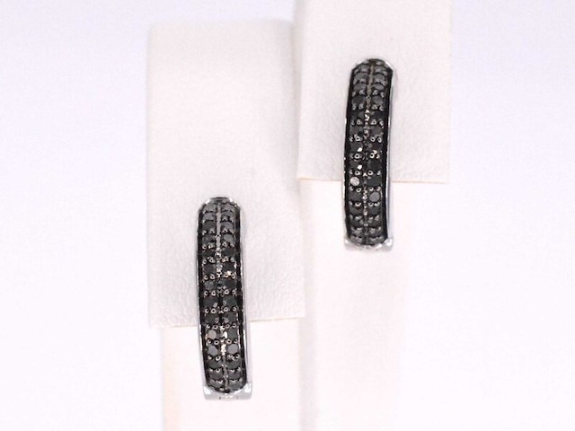 Witgouden oorbellen met zwarte diamant - afbeelding 1 van  9