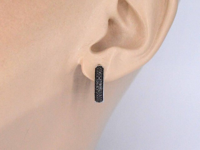 Witgouden oorbellen met zwarte diamant - afbeelding 2 van  9