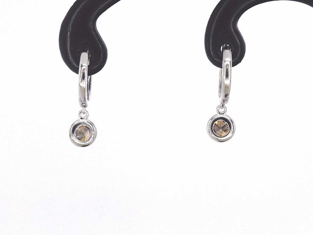 Witgouden oorbellen natuurlijke diamanten - afbeelding 5 van  9