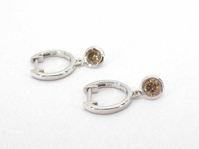 Witgouden oorbellen natuurlijke diamanten - afbeelding 6 van  9