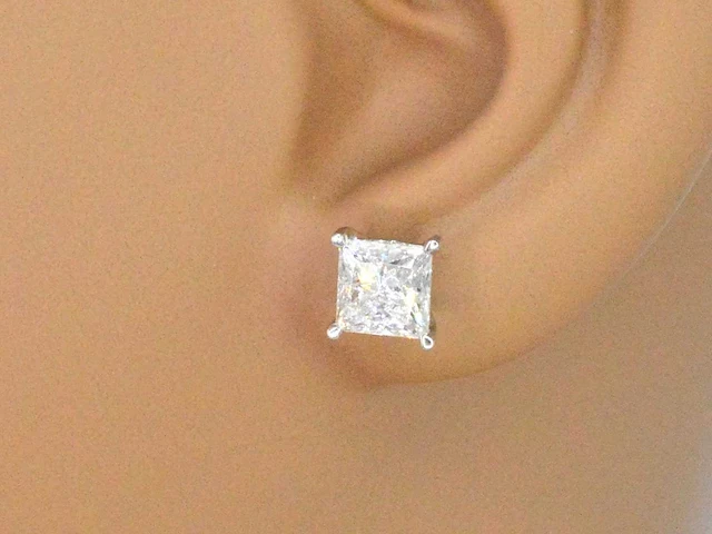 Witgouden oorbellen prinses diamant 4.00 ct - afbeelding 5 van  8