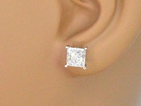 Witgouden oorbellen prinses diamant 4.00 ct - afbeelding 5 van  8