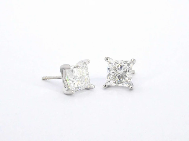 Witgouden oorbellen prinses diamant 4.00 ct - afbeelding 3 van  8