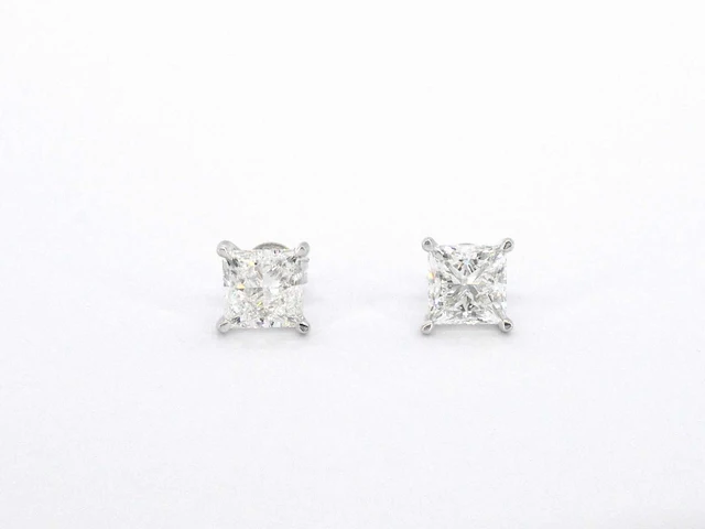 Witgouden oorbellen prinses diamant 4.00 ct - afbeelding 4 van  8