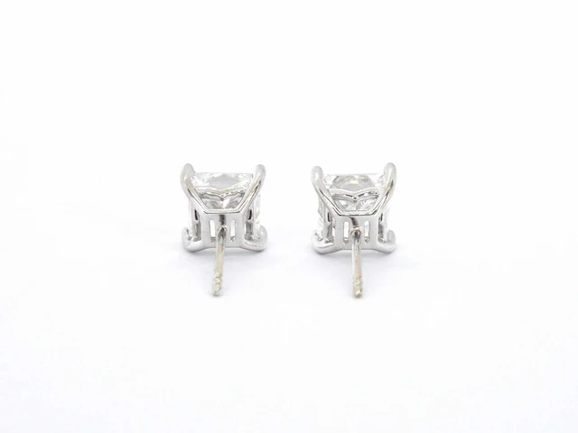 Witgouden oorbellen prinses diamant 4.00 ct - afbeelding 6 van  8